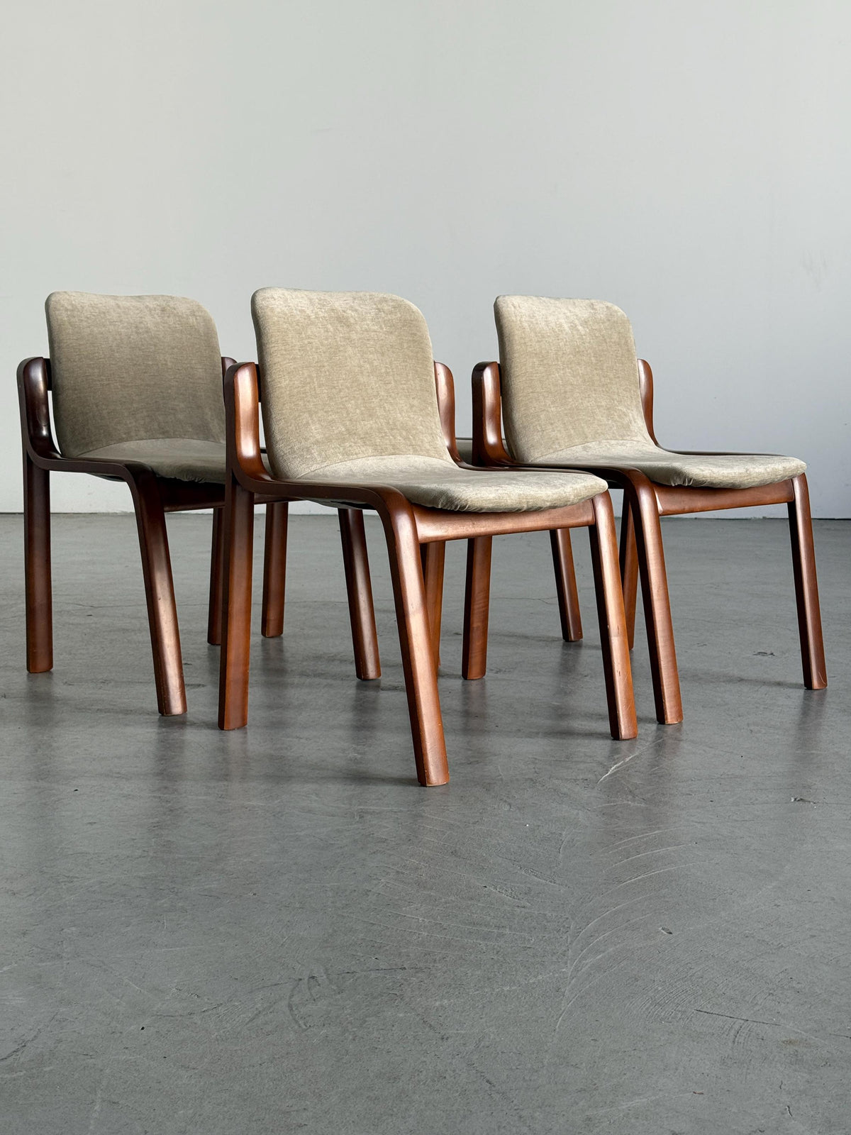 Italian Bentwood Chairs with Greige Velvet