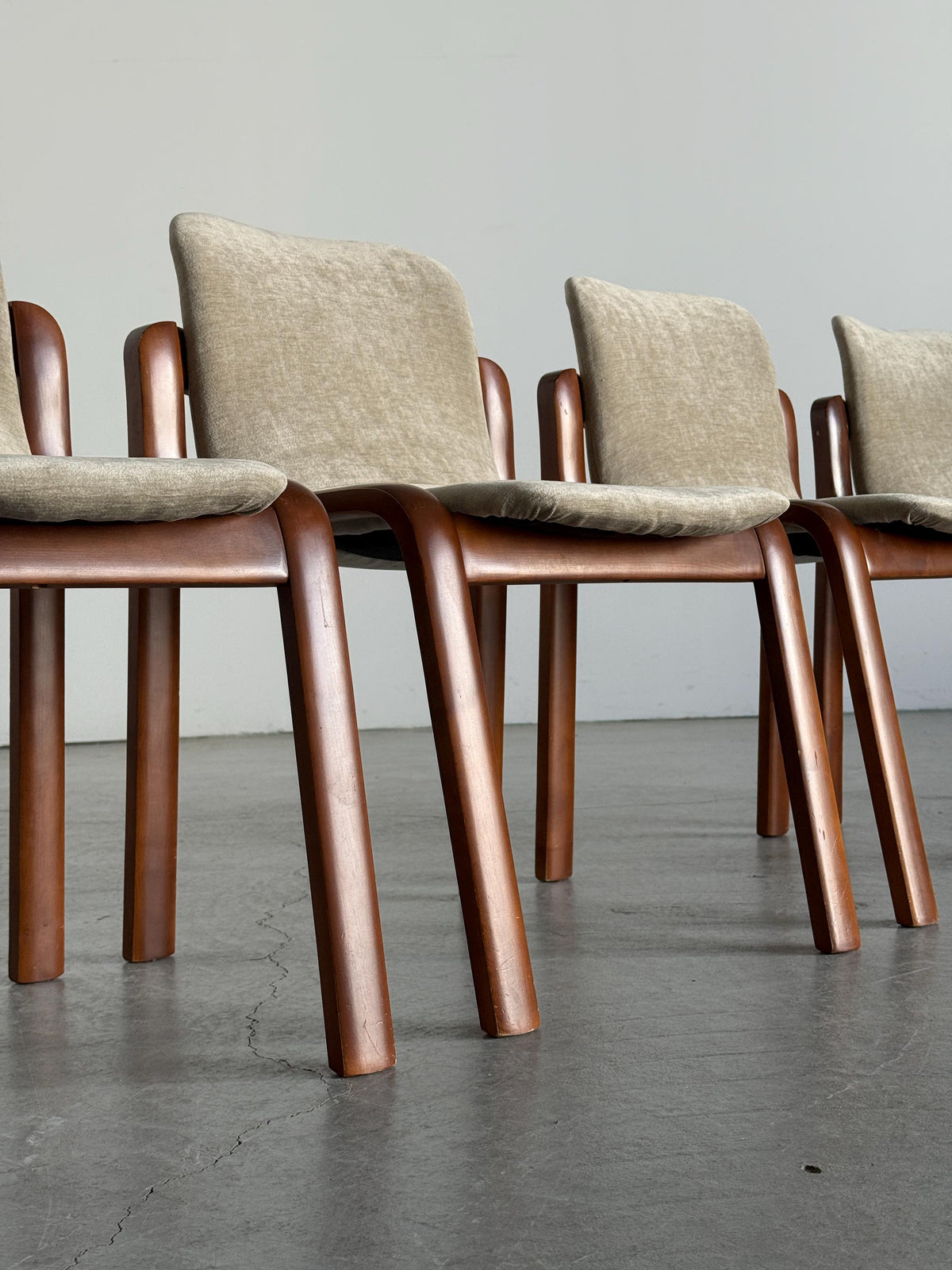 Italian Bentwood Chairs with Greige Velvet