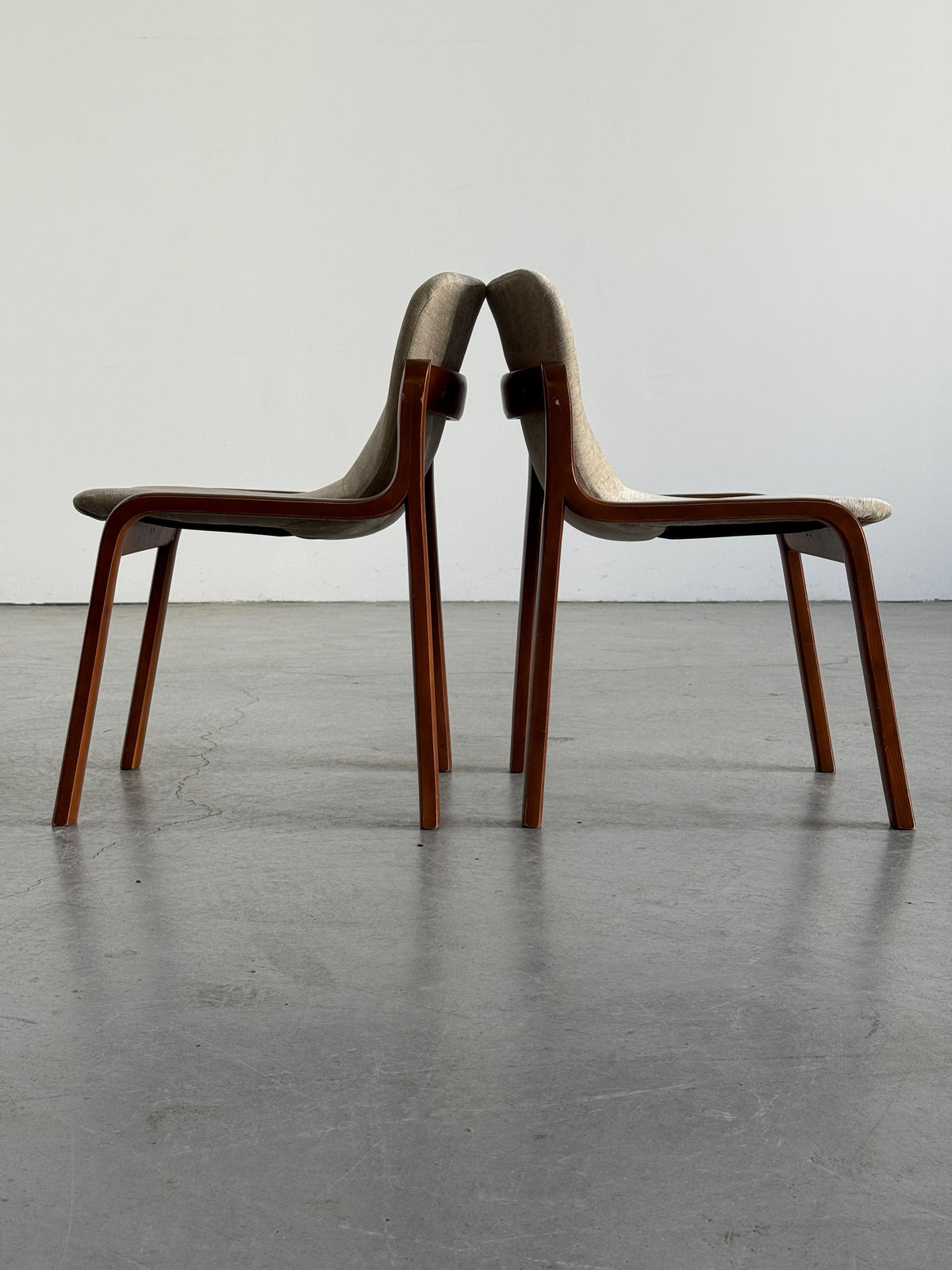 Italian Bentwood Chairs with Greige Velvet
