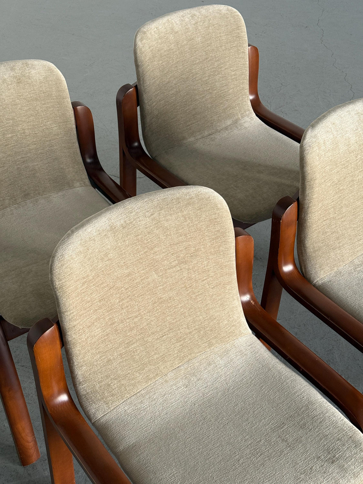 Italian Bentwood Chairs with Greige Velvet