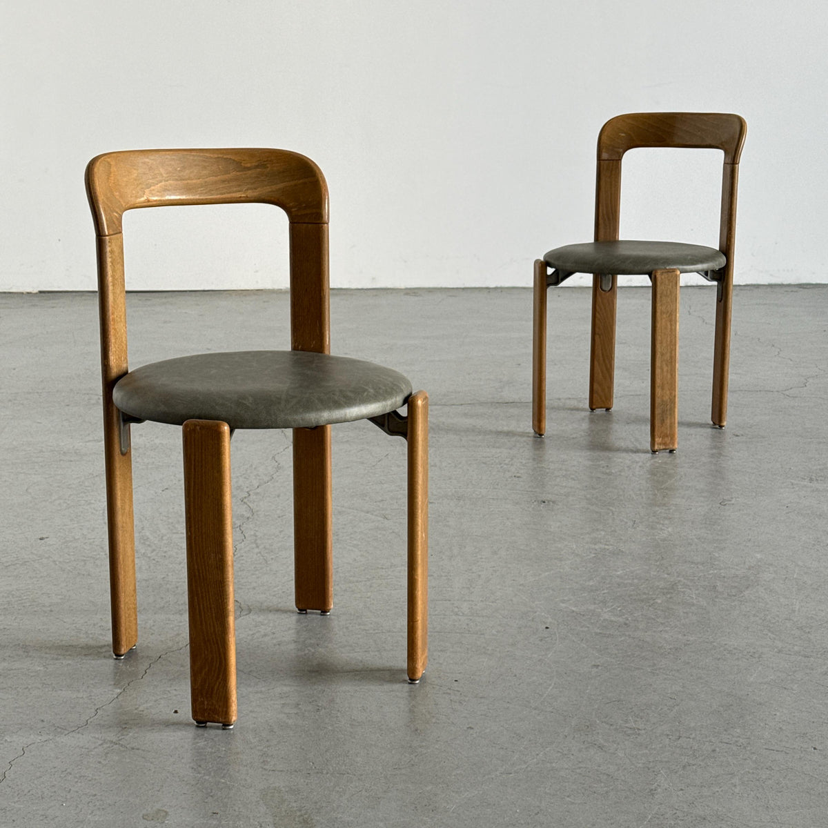 Bruno Rey 3300 Chairs in Olive-Grey Faux-Leather