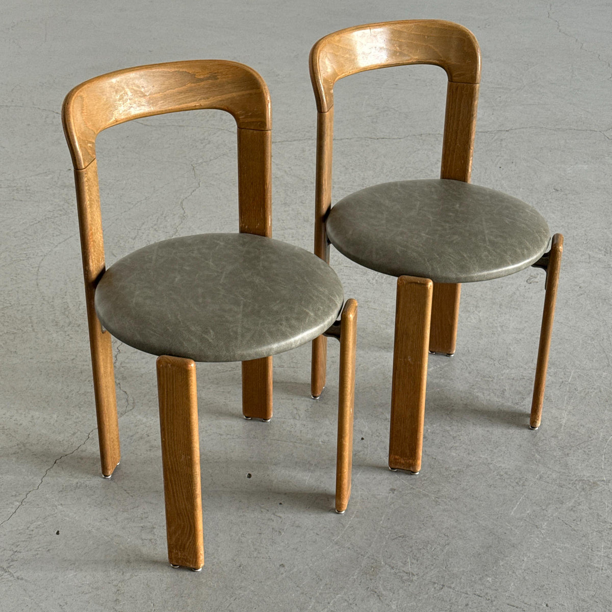 Bruno Rey 3300 Chairs in Olive-Grey Faux-Leather