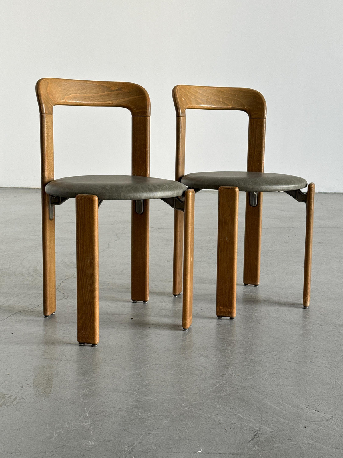 Bruno Rey 3300 Chairs in Olive-Grey Faux-Leather