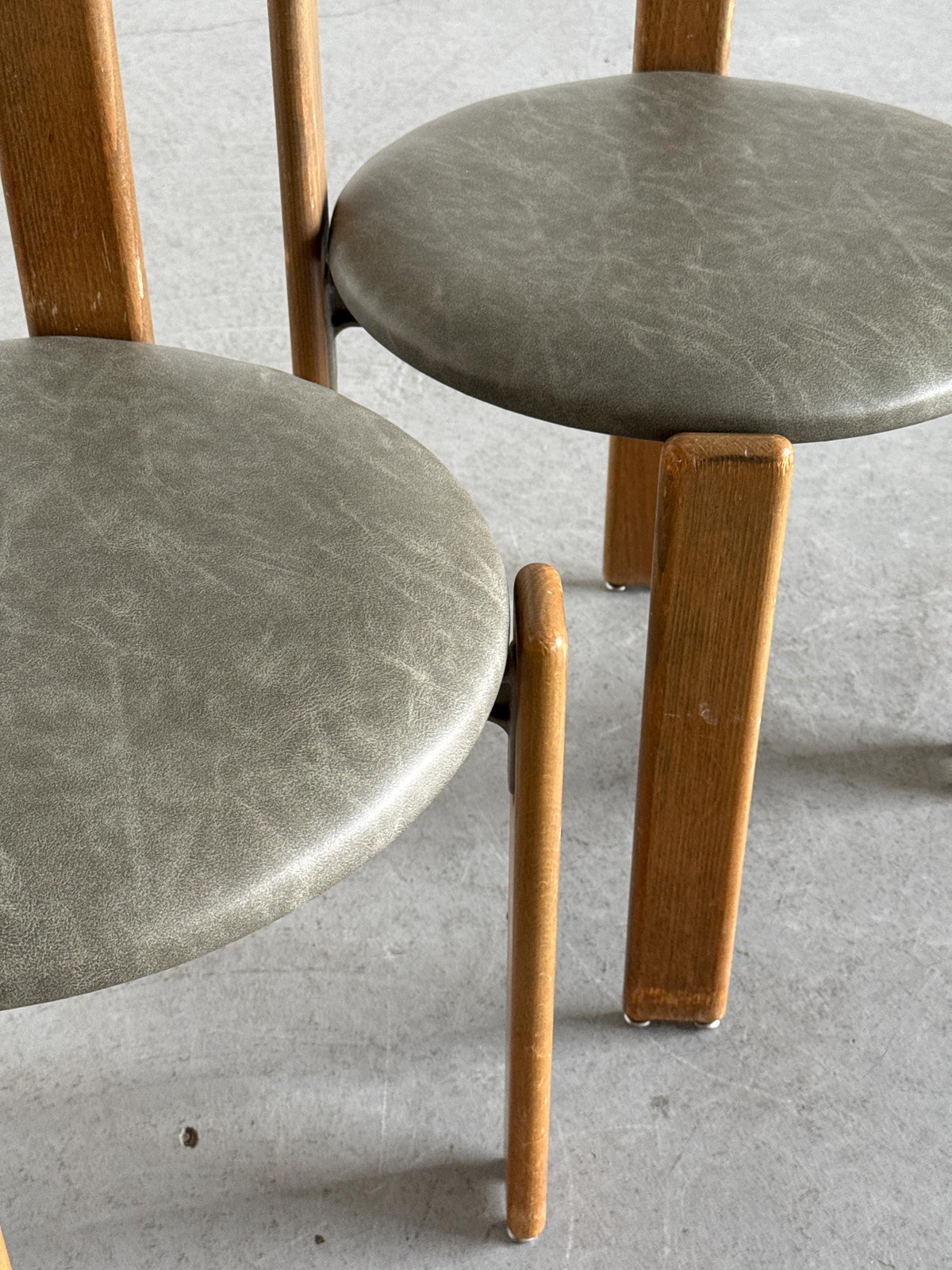 Bruno Rey 3300 Chairs in Olive-Grey Faux-Leather