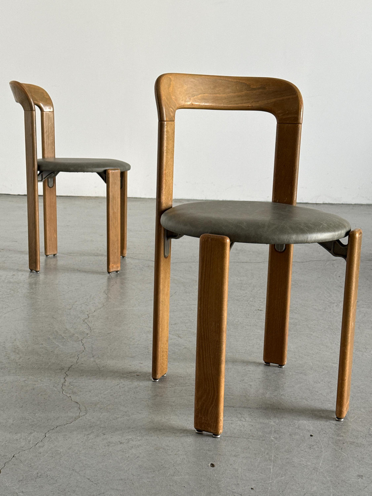 Bruno Rey 3300 Chairs in Olive-Grey Faux-Leather