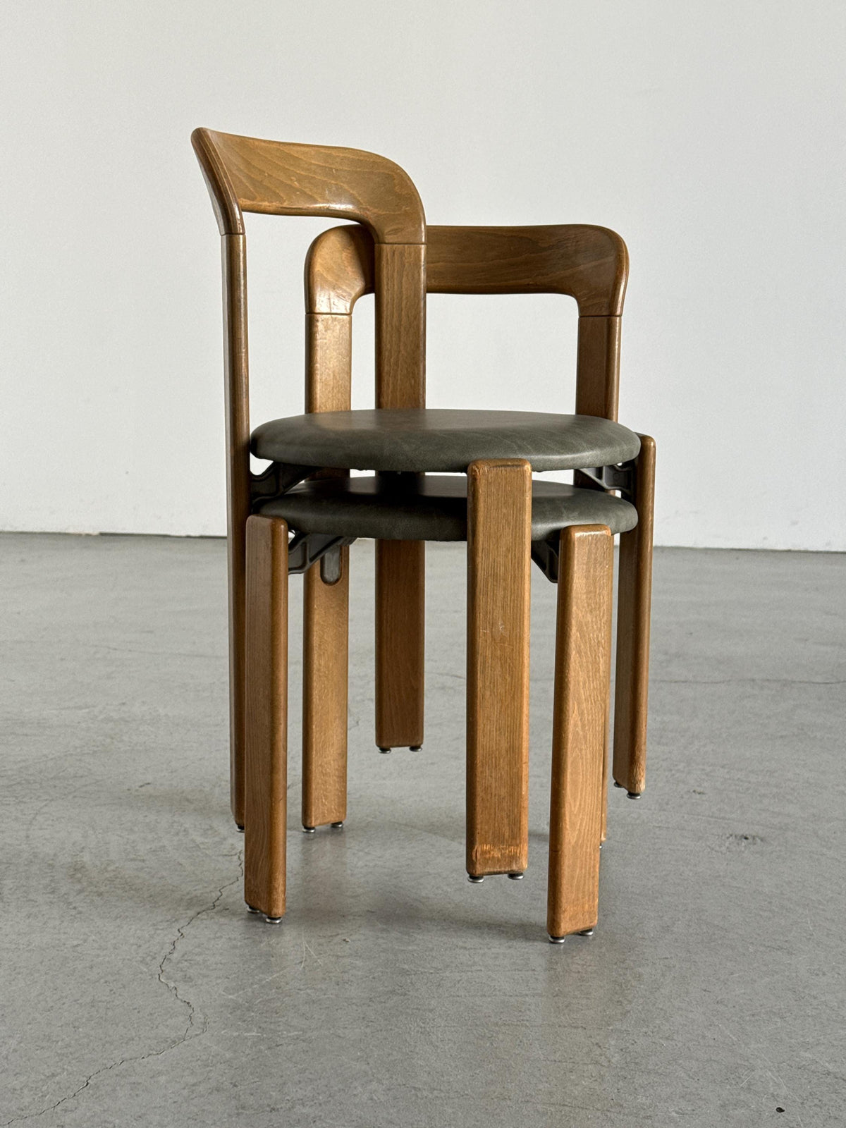 Bruno Rey 3300 Chairs in Olive-Grey Faux-Leather