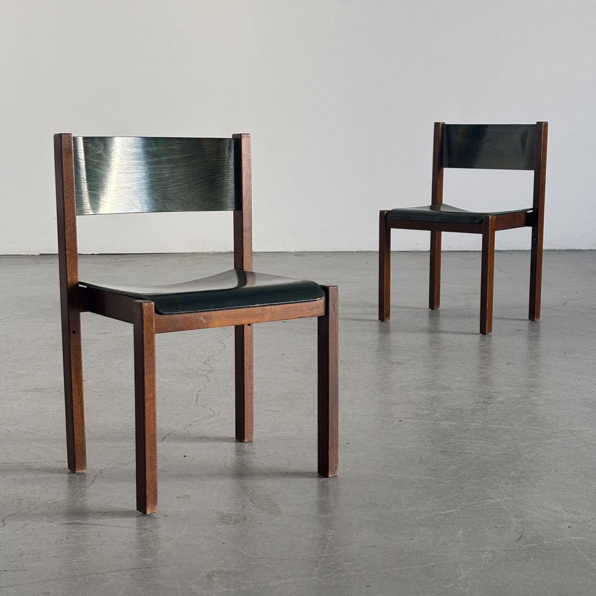 Wiesner-Hager Green Wooden Constructivist Chairs