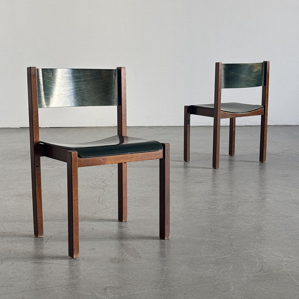 Wiesner-Hager Green Wooden Constructivist Chairs