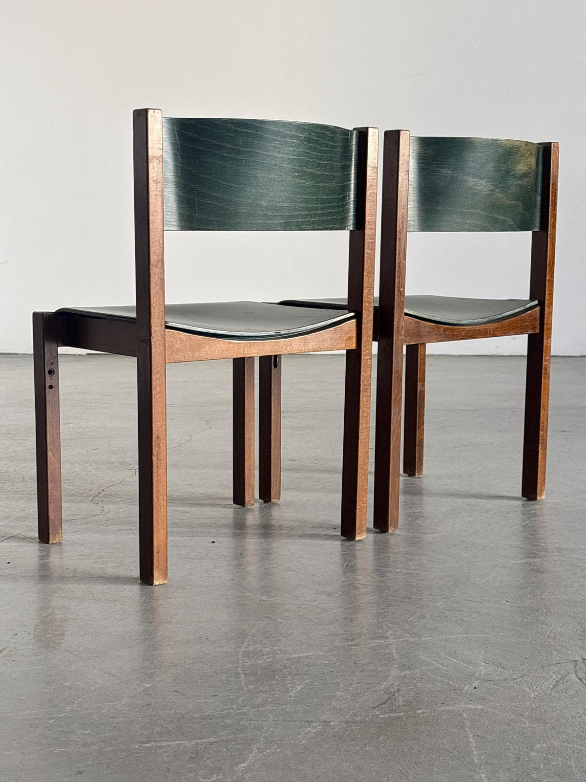 Wiesner-Hager Green Wooden Constructivist Chairs