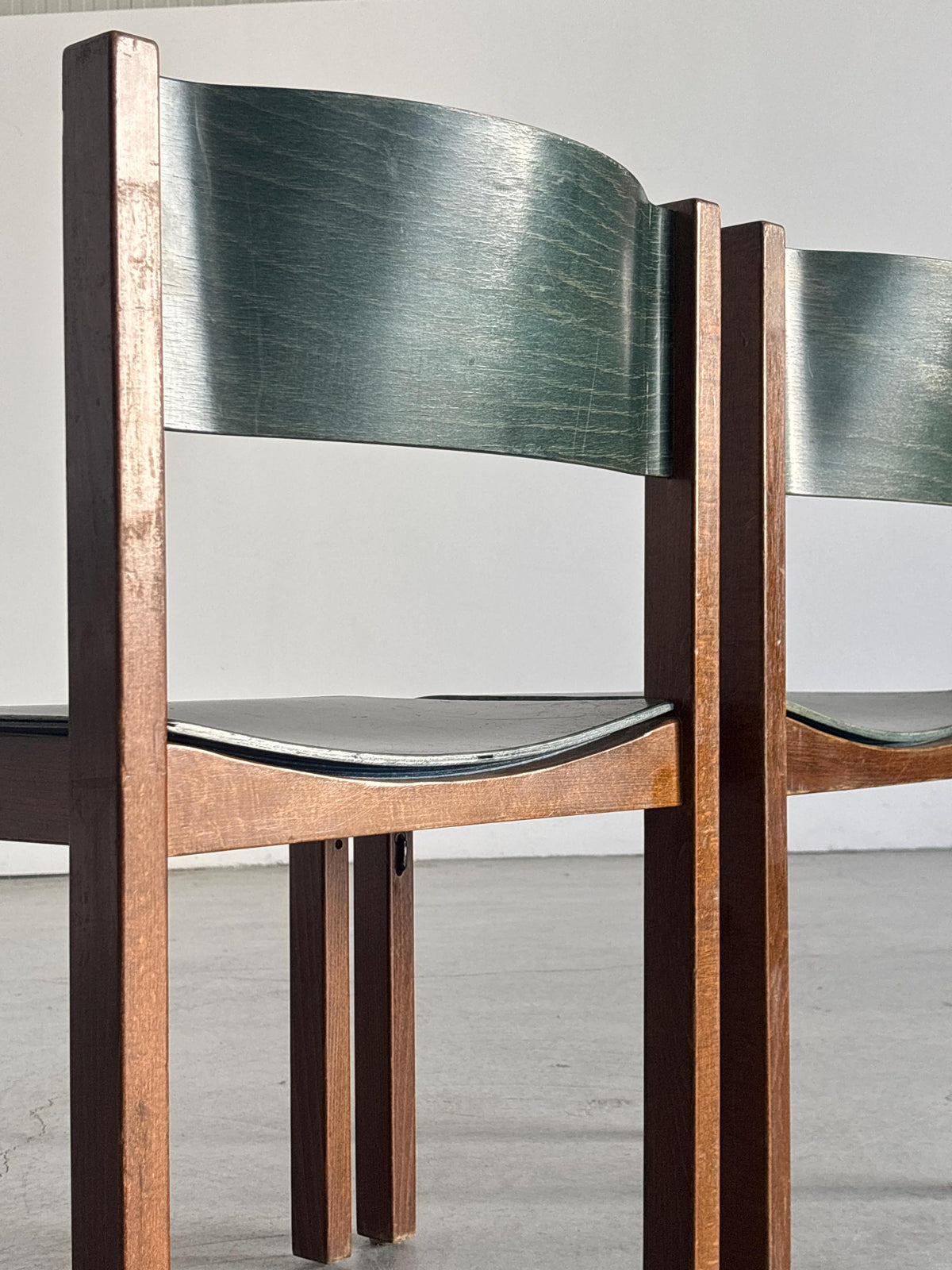 Wiesner-Hager Green Wooden Constructivist Chairs