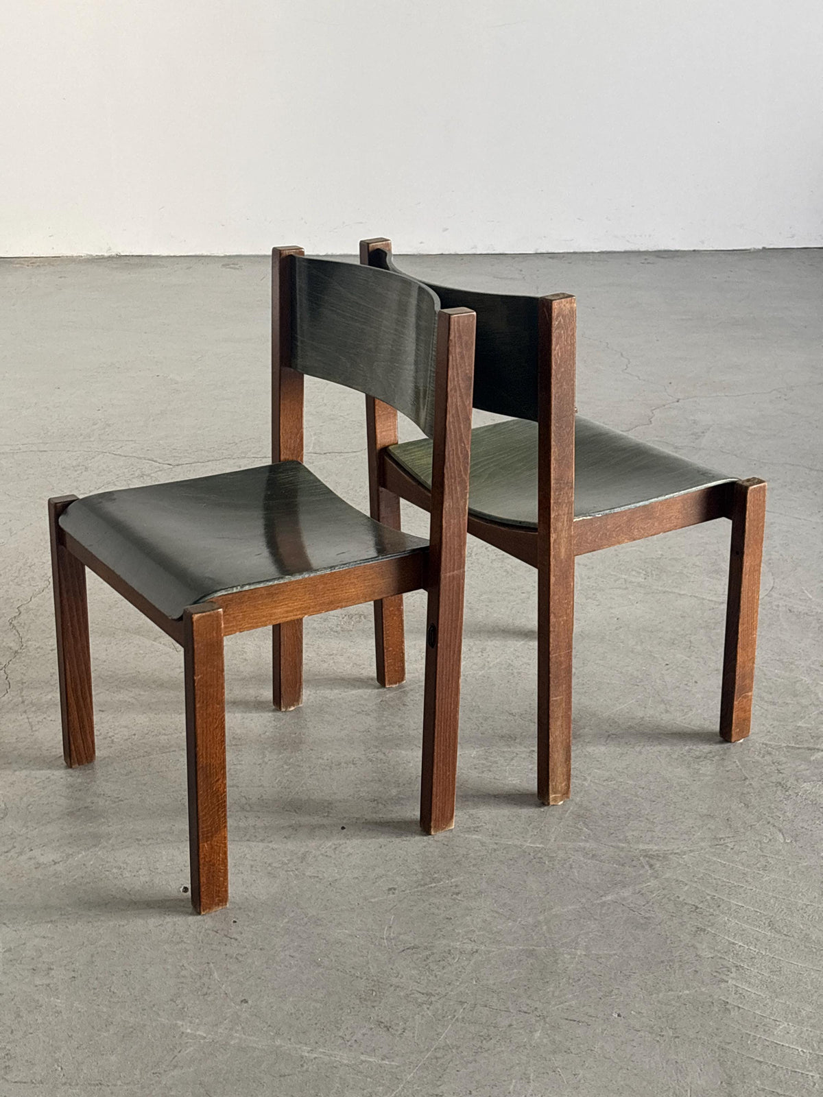 Wiesner-Hager Green Wooden Constructivist Chairs