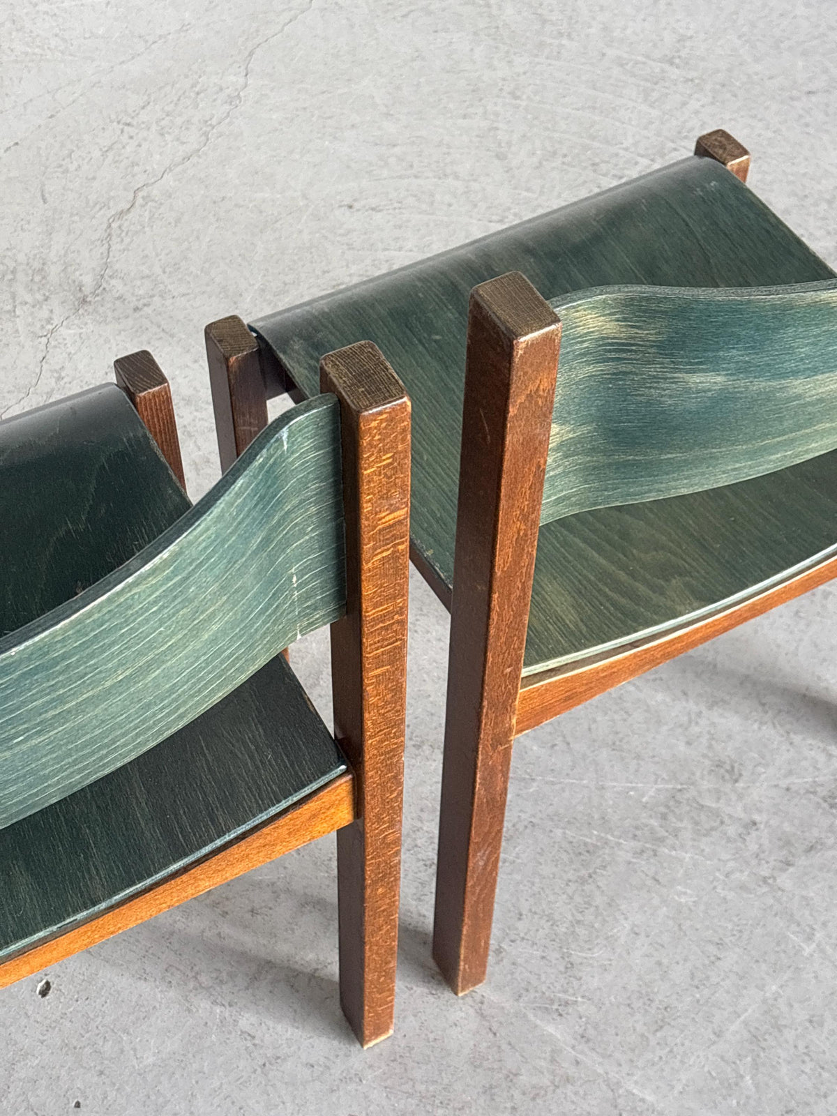 Wiesner-Hager Green Wooden Constructivist Chairs