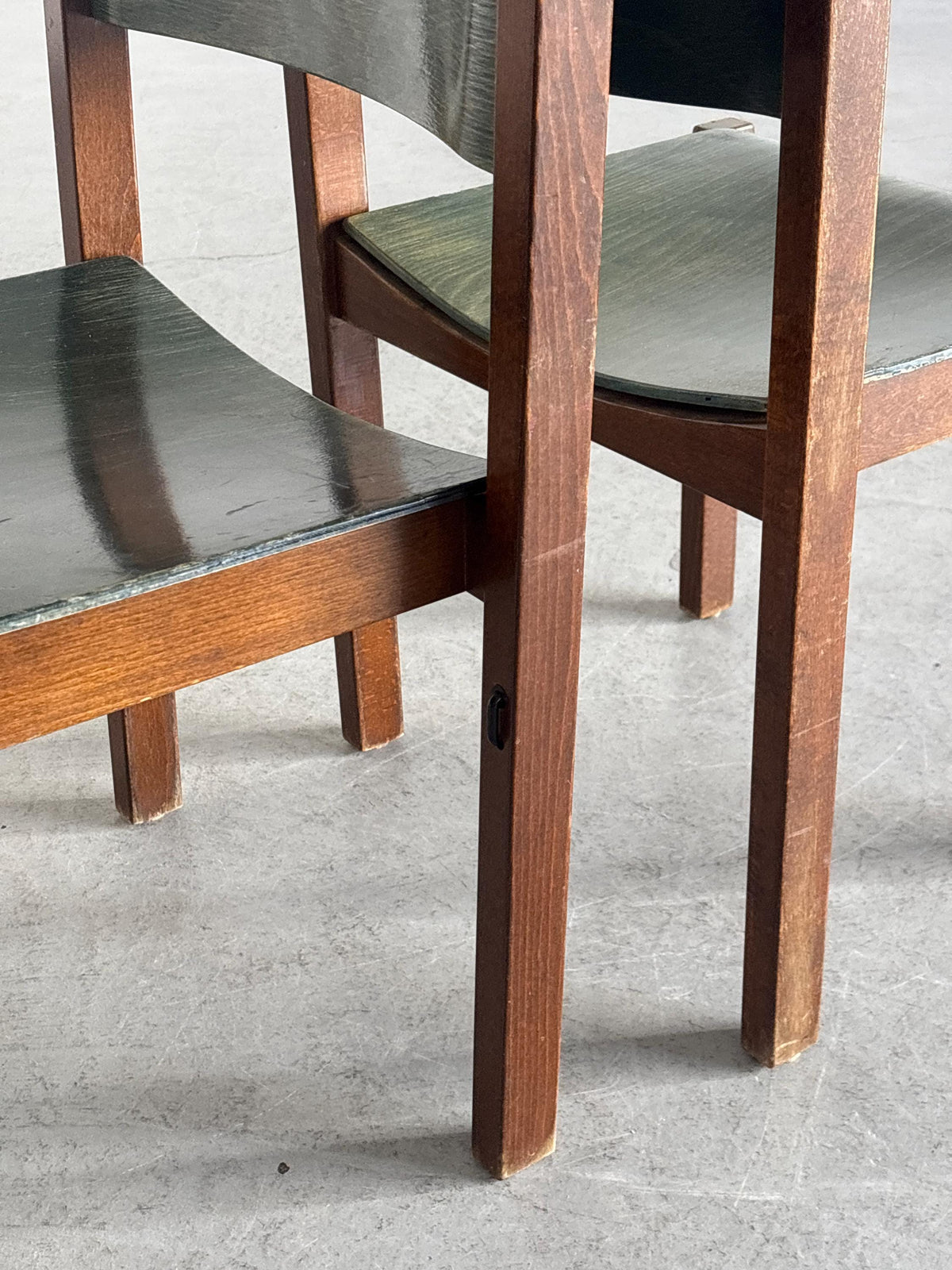 Wiesner-Hager Green Wooden Constructivist Chairs