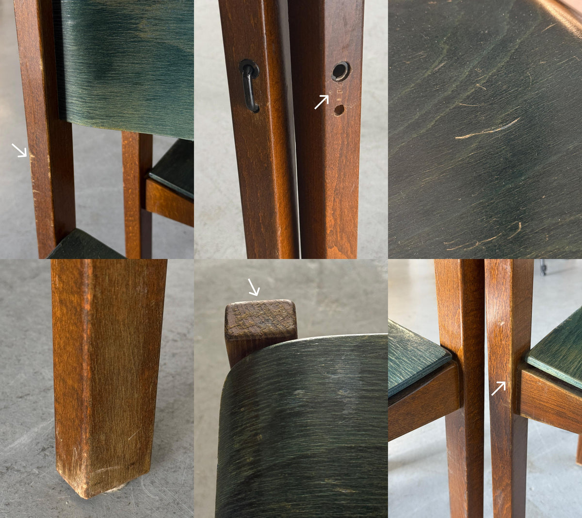 Wiesner-Hager Green Wooden Constructivist Chairs
