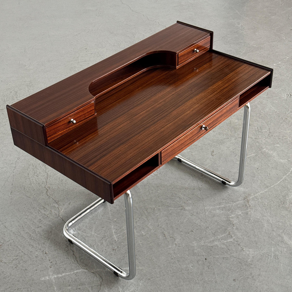 Sculptural Chrome Base Desk Attributed to Saporiti