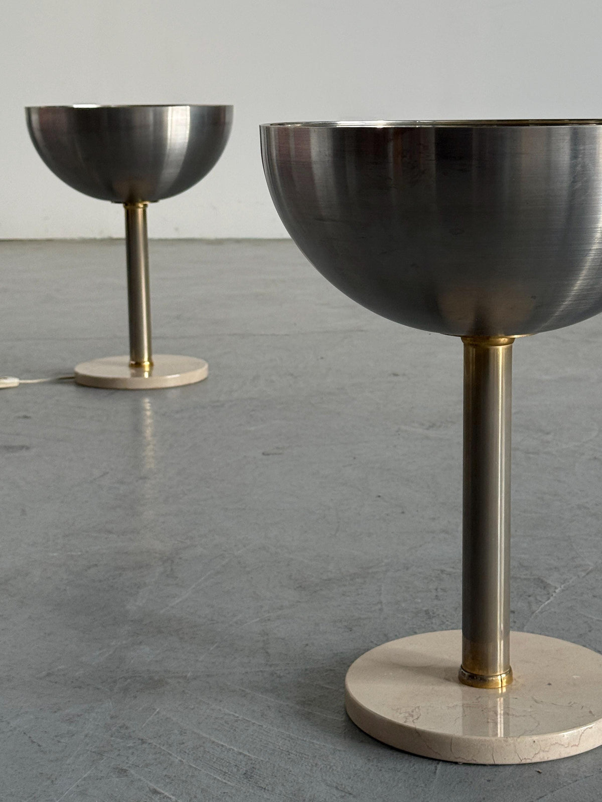 Perforated Metal Dome & Marble Base Lamp