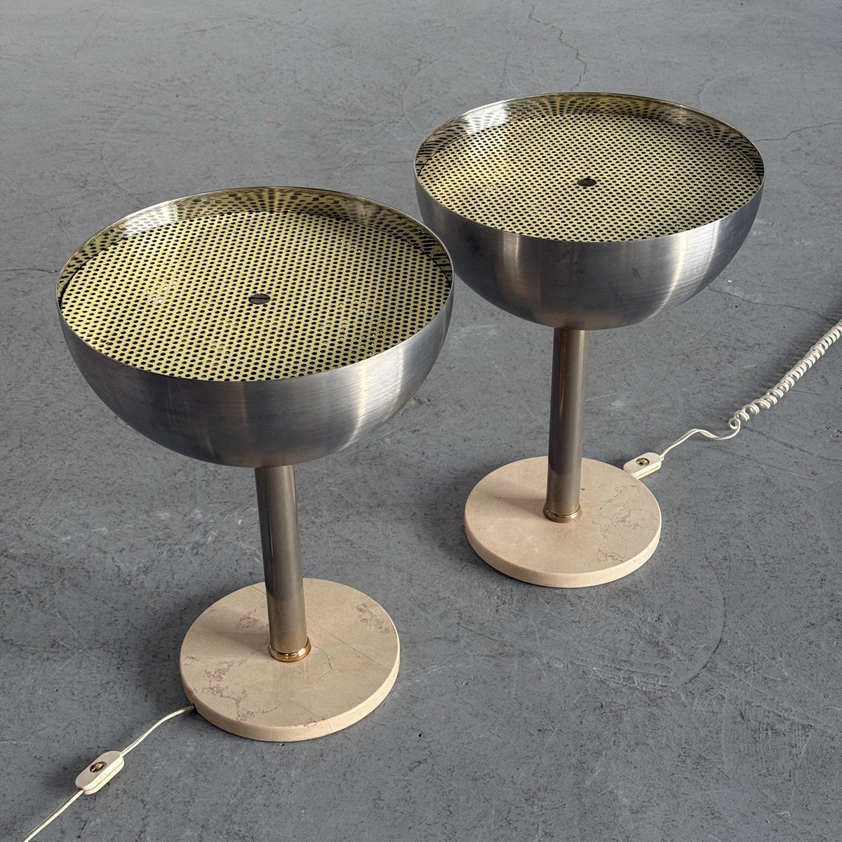 Perforated Metal Dome & Marble Base Lamp