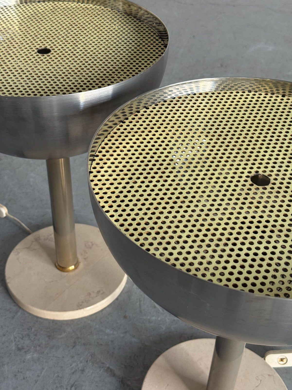 Perforated Metal Dome & Marble Base Lamp