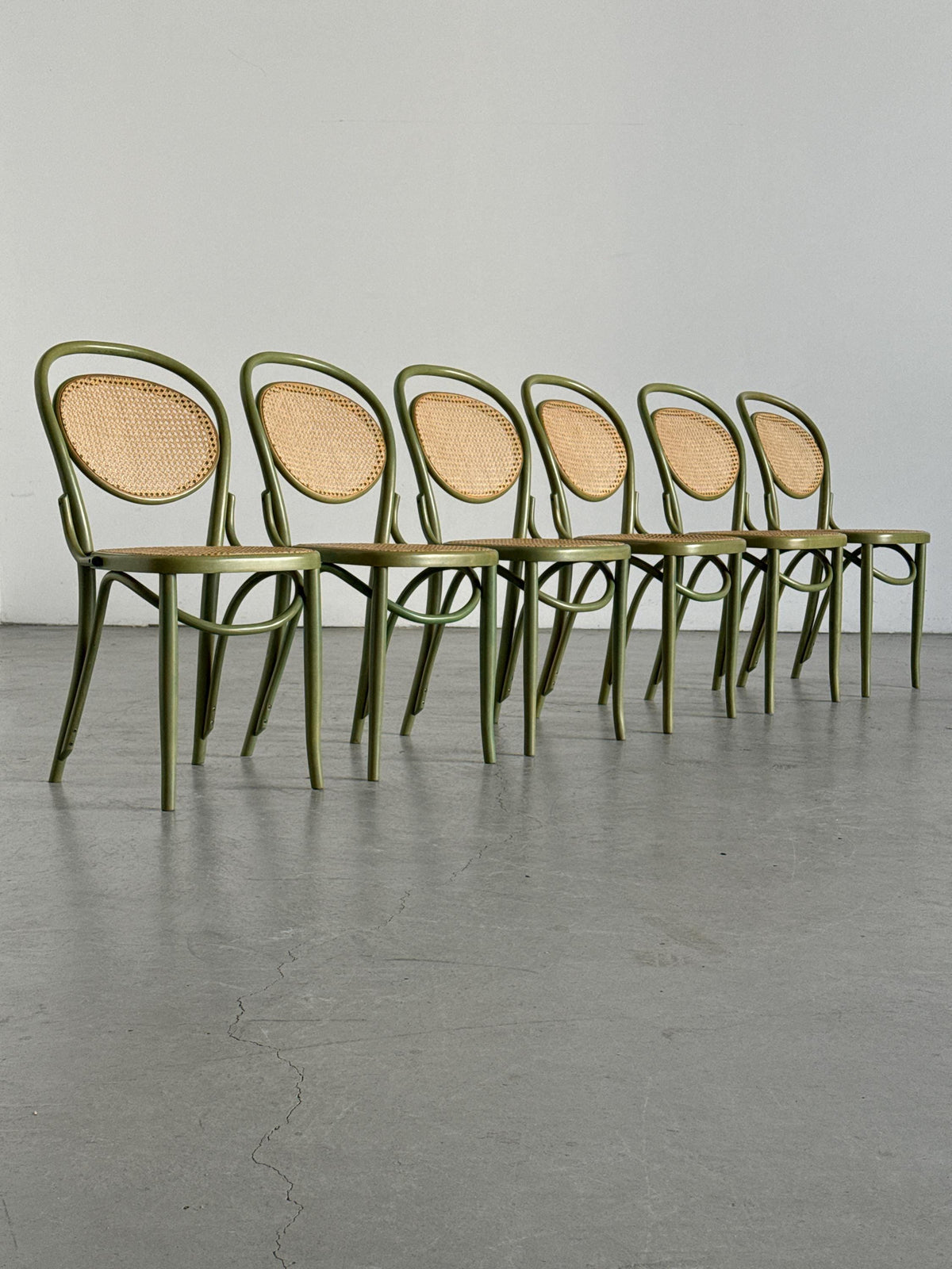 Thonet-Style Chairs in Sage Green Bentwood