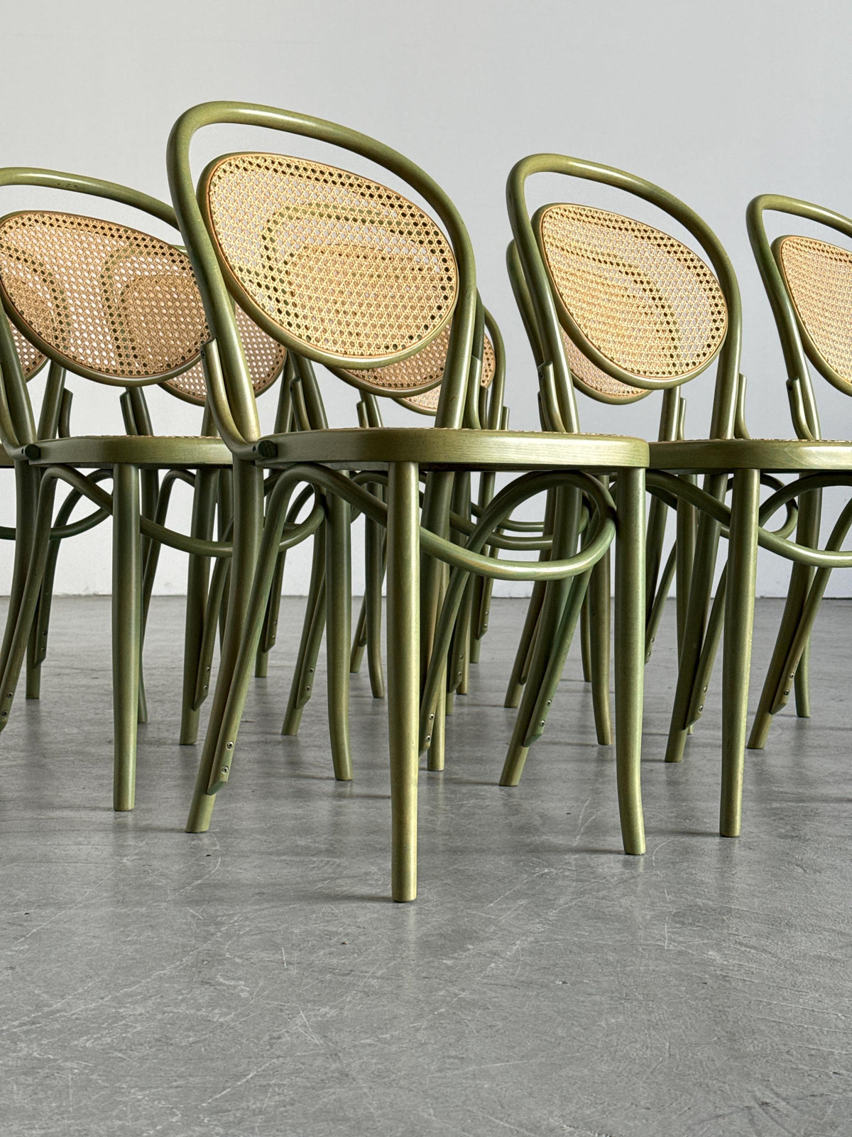 Thonet-Style Chairs in Sage Green Bentwood