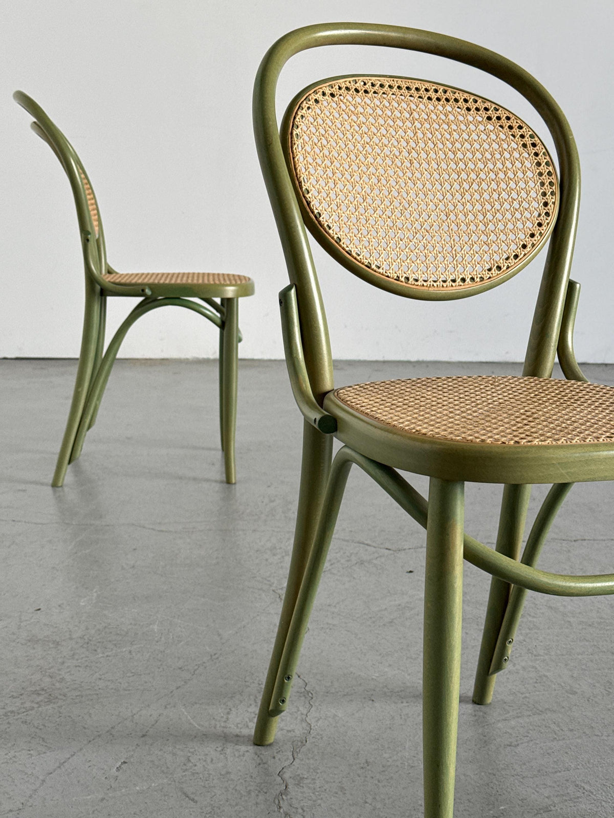 Thonet-Style Chairs in Sage Green Bentwood