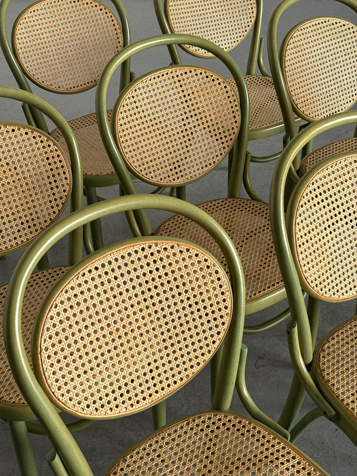 Thonet-Style Chairs in Sage Green Bentwood