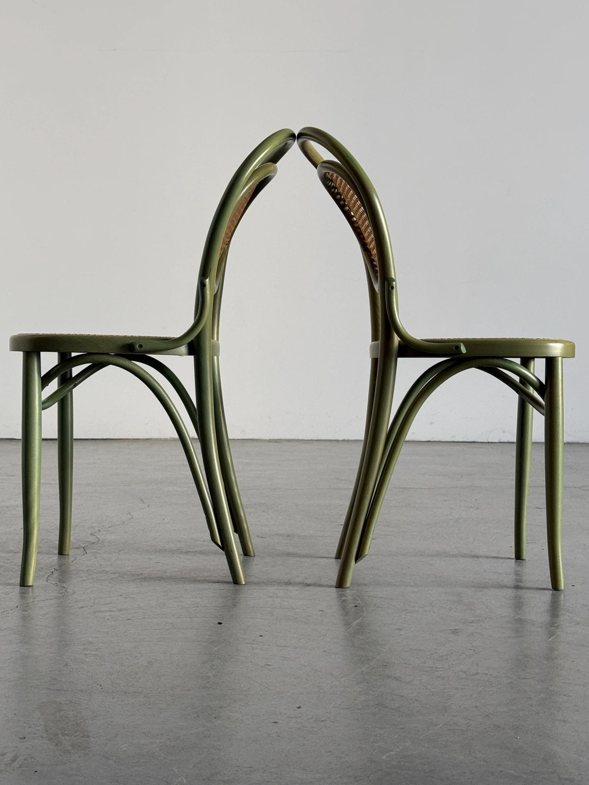 Thonet-Style Chairs in Sage Green Bentwood