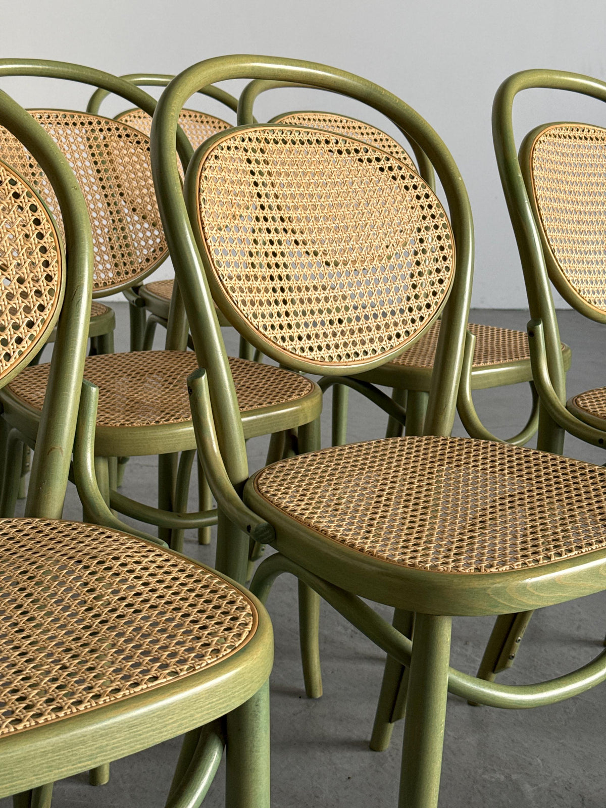 Thonet-Style Chairs in Sage Green Bentwood