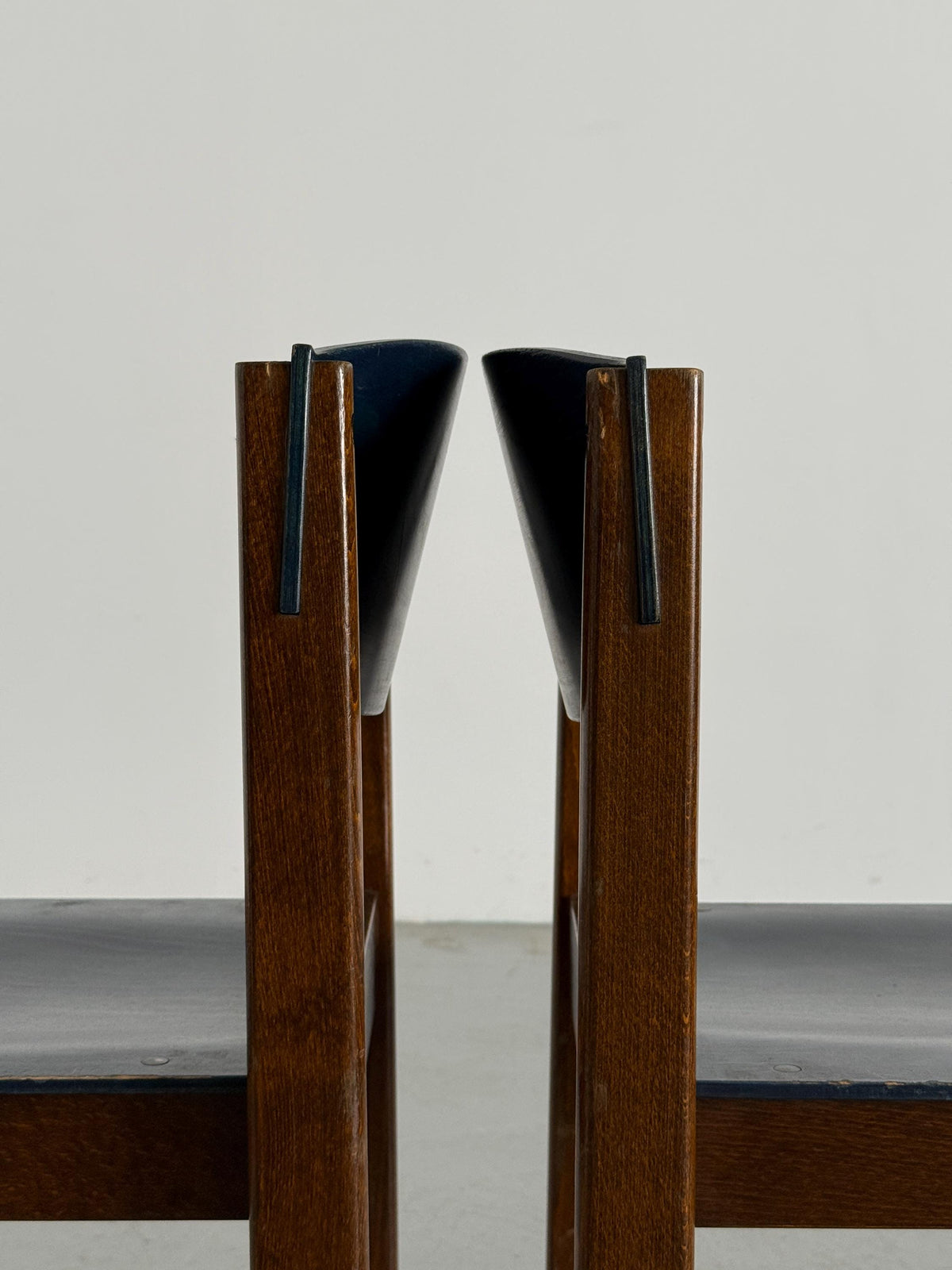 German Stacking Chairs in Petrol Blue Plywood