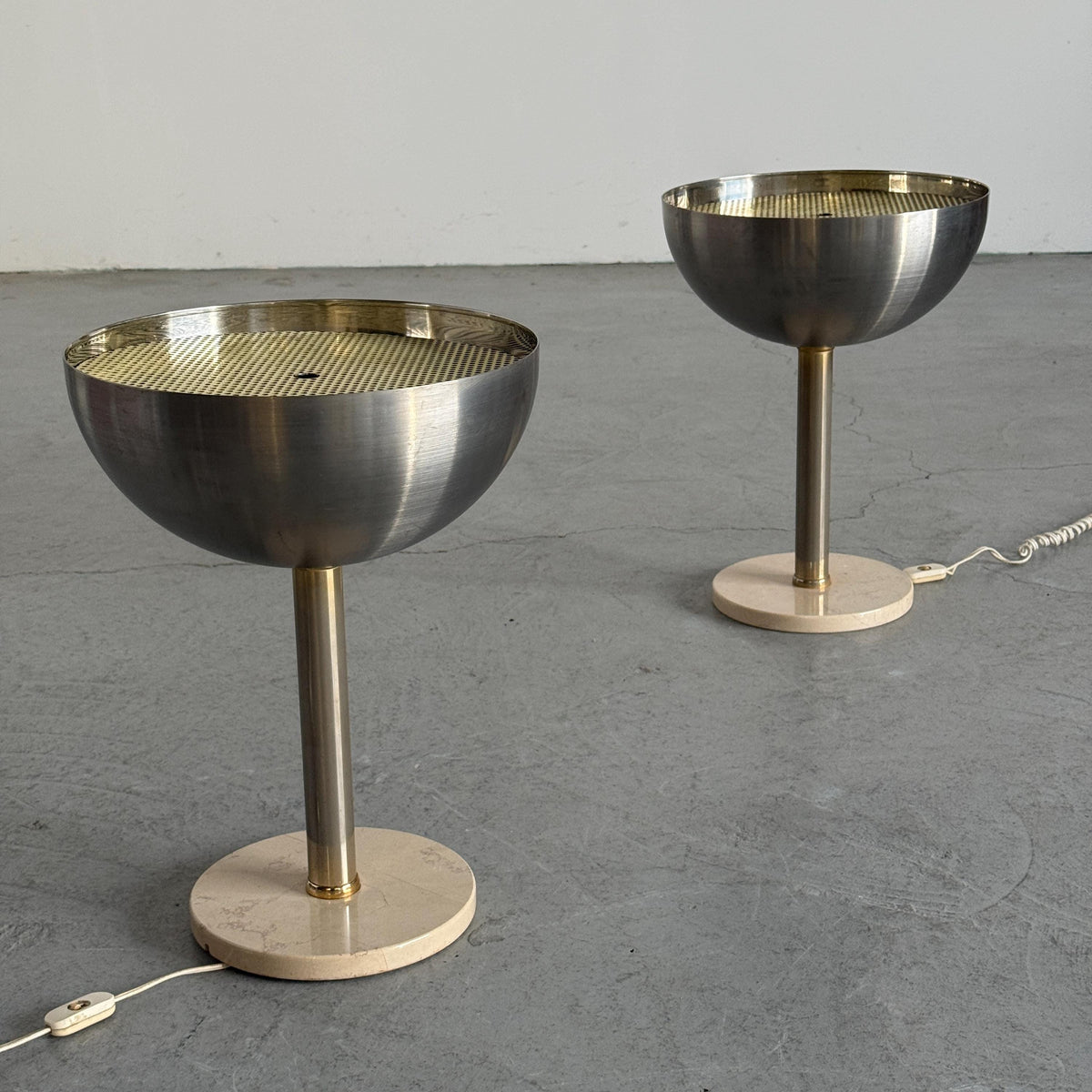 Perforated Metal Dome & Marble Base Lamp