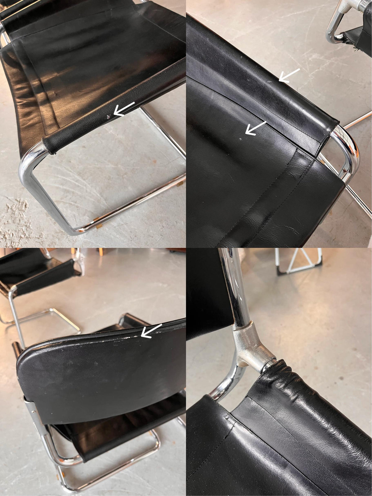 Black Leather & Chrome Cantilever Dining Chairs