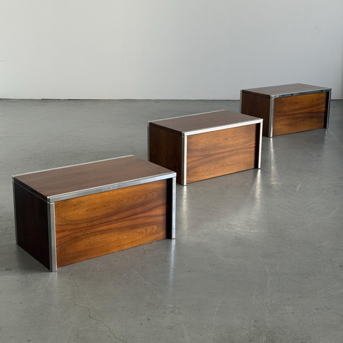Wood and Chrome Modular Storage Chests