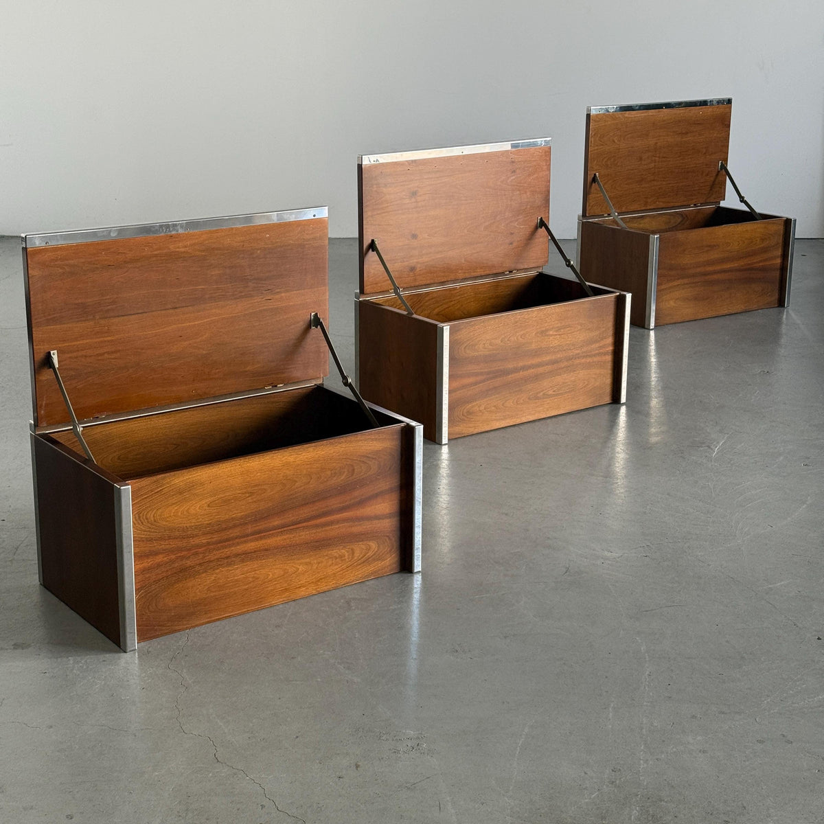 Wood and Chrome Modular Storage Chests