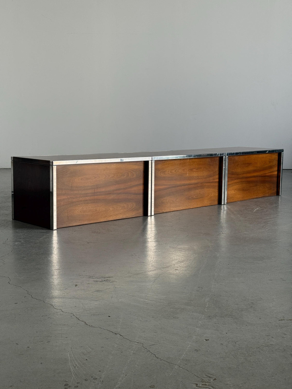 Wood and Chrome Modular Storage Chests