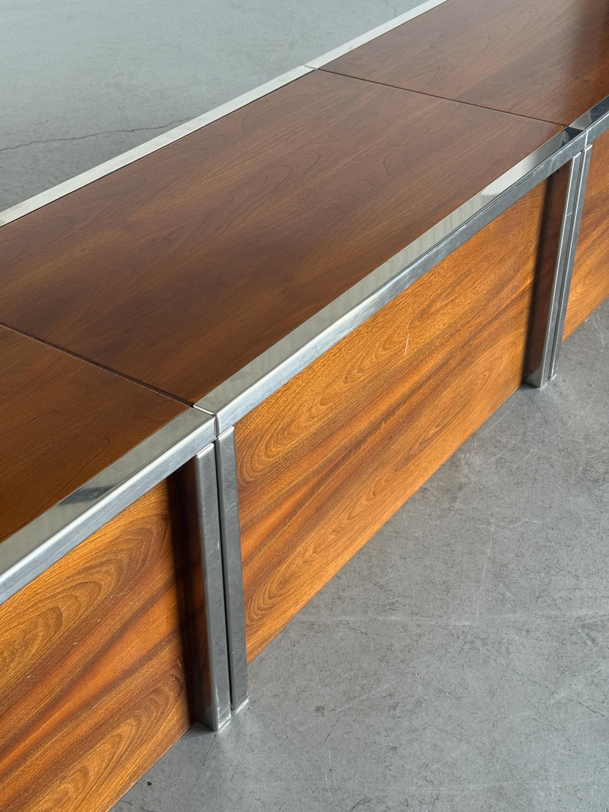 Wood and Chrome Modular Storage Chests