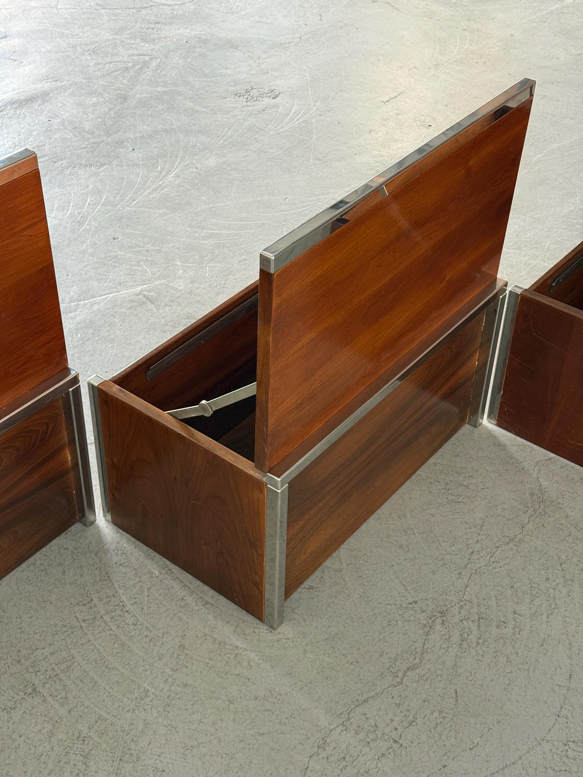 Wood and Chrome Modular Storage Chests