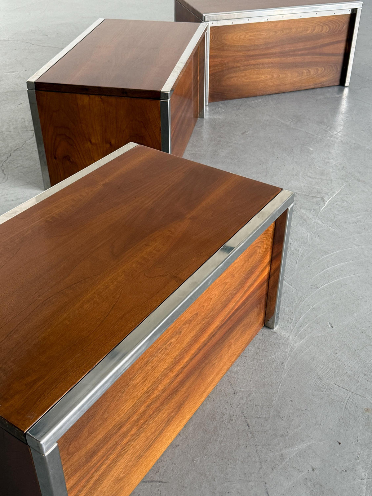 Wood and Chrome Modular Storage Chests
