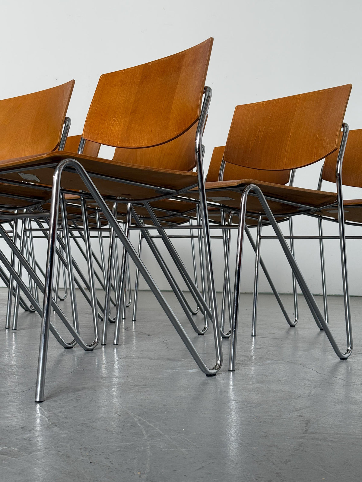 Modernist Stacking Chair with Chrome Frame