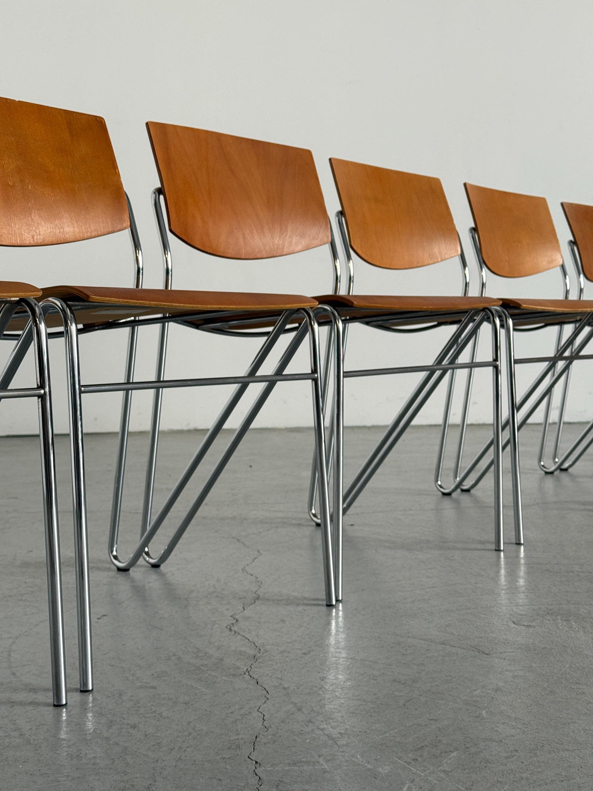 Modernist Stacking Chair with Chrome Frame