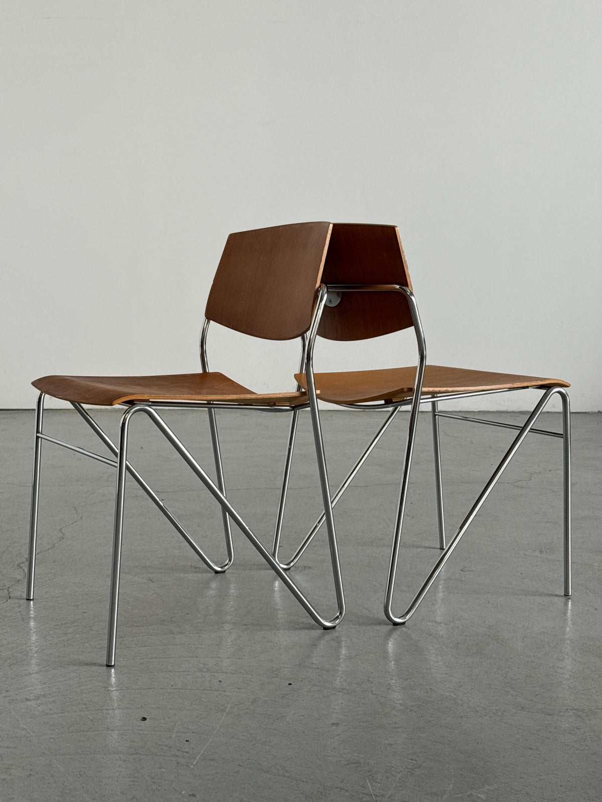 Modernist Stacking Chair with Chrome Frame