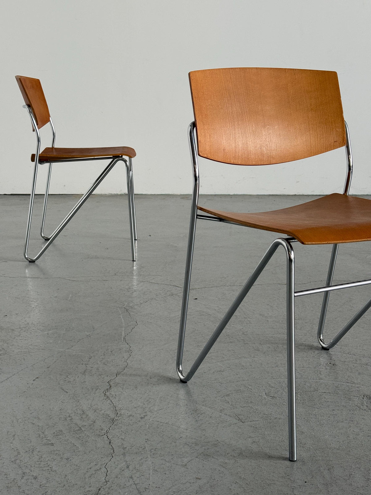 Modernist Stacking Chair with Chrome Frame