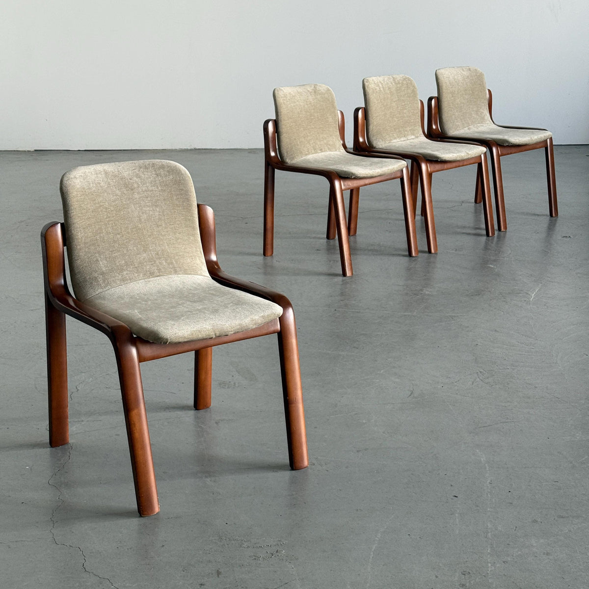 Italian Bentwood Chairs with Greige Velvet
