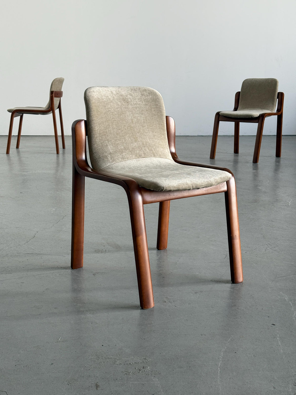 Italian Bentwood Chairs with Greige Velvet