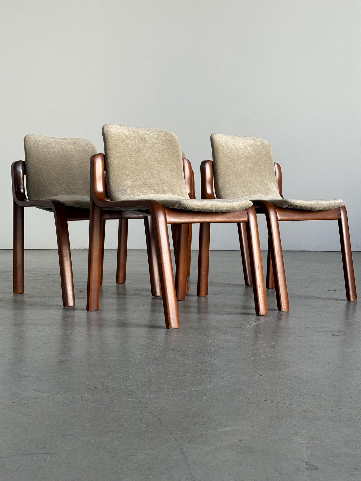 Italian Bentwood Chairs with Greige Velvet