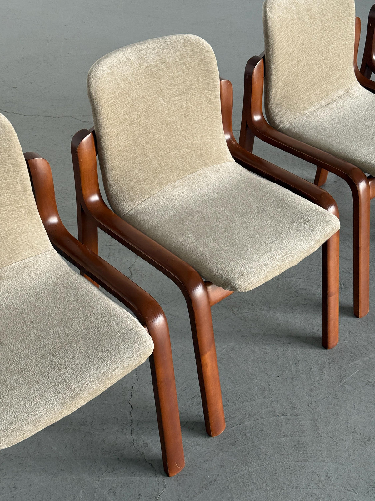 Italian Bentwood Chairs with Greige Velvet