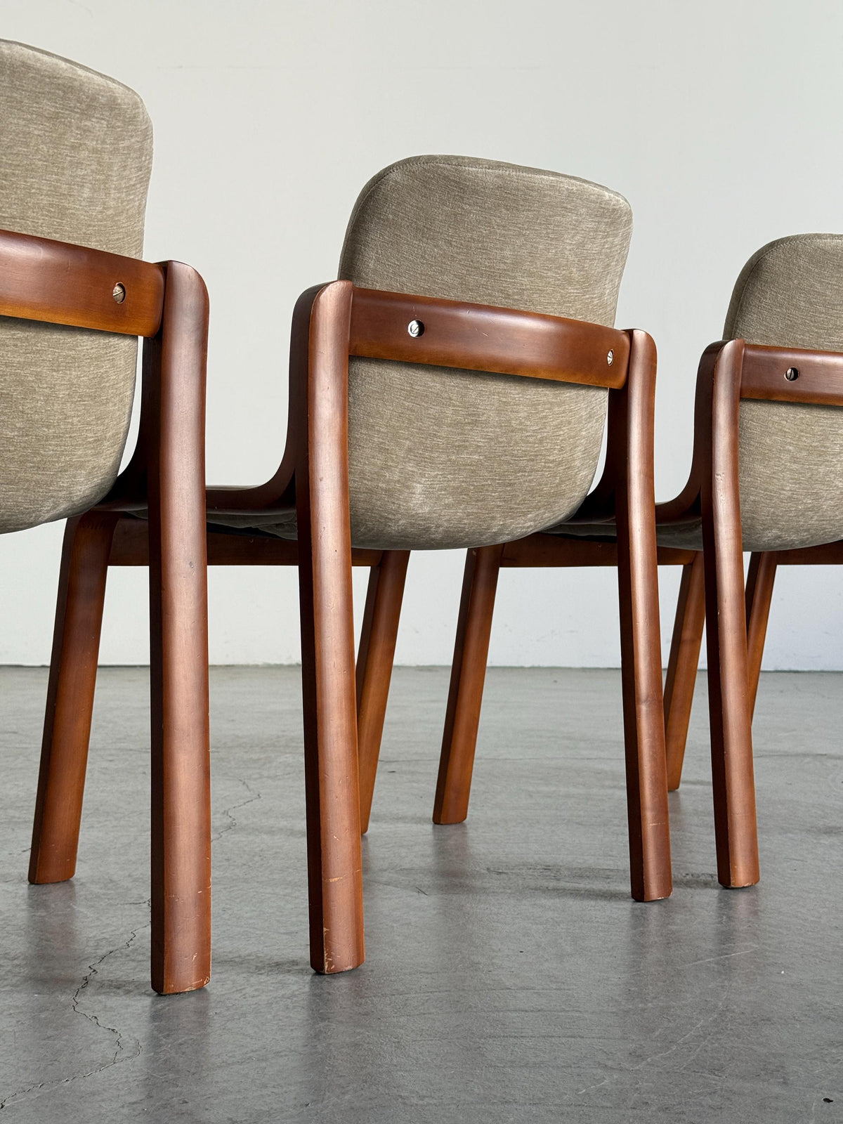 Italian Bentwood Chairs with Greige Velvet