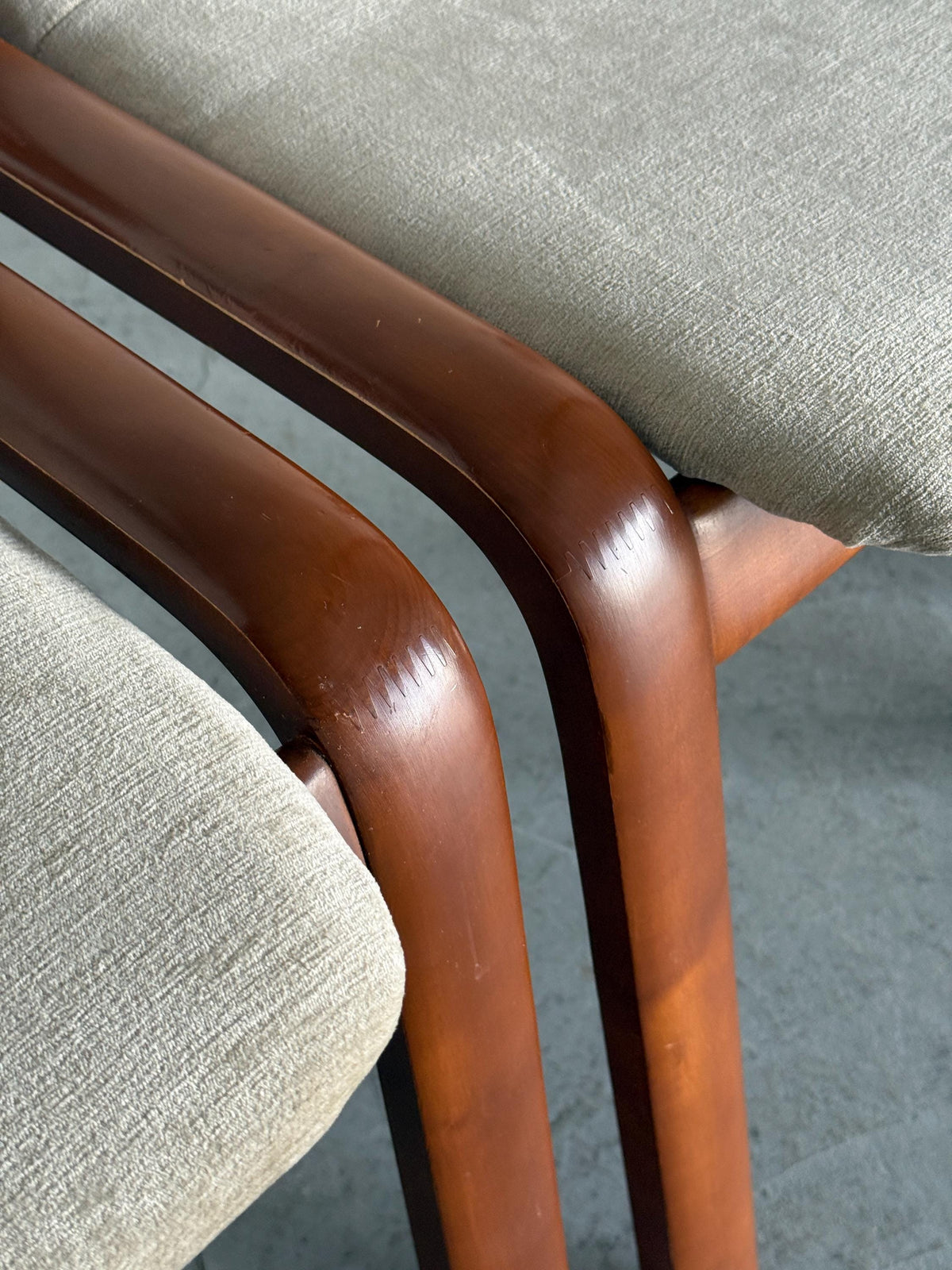Italian Bentwood Chairs with Greige Velvet