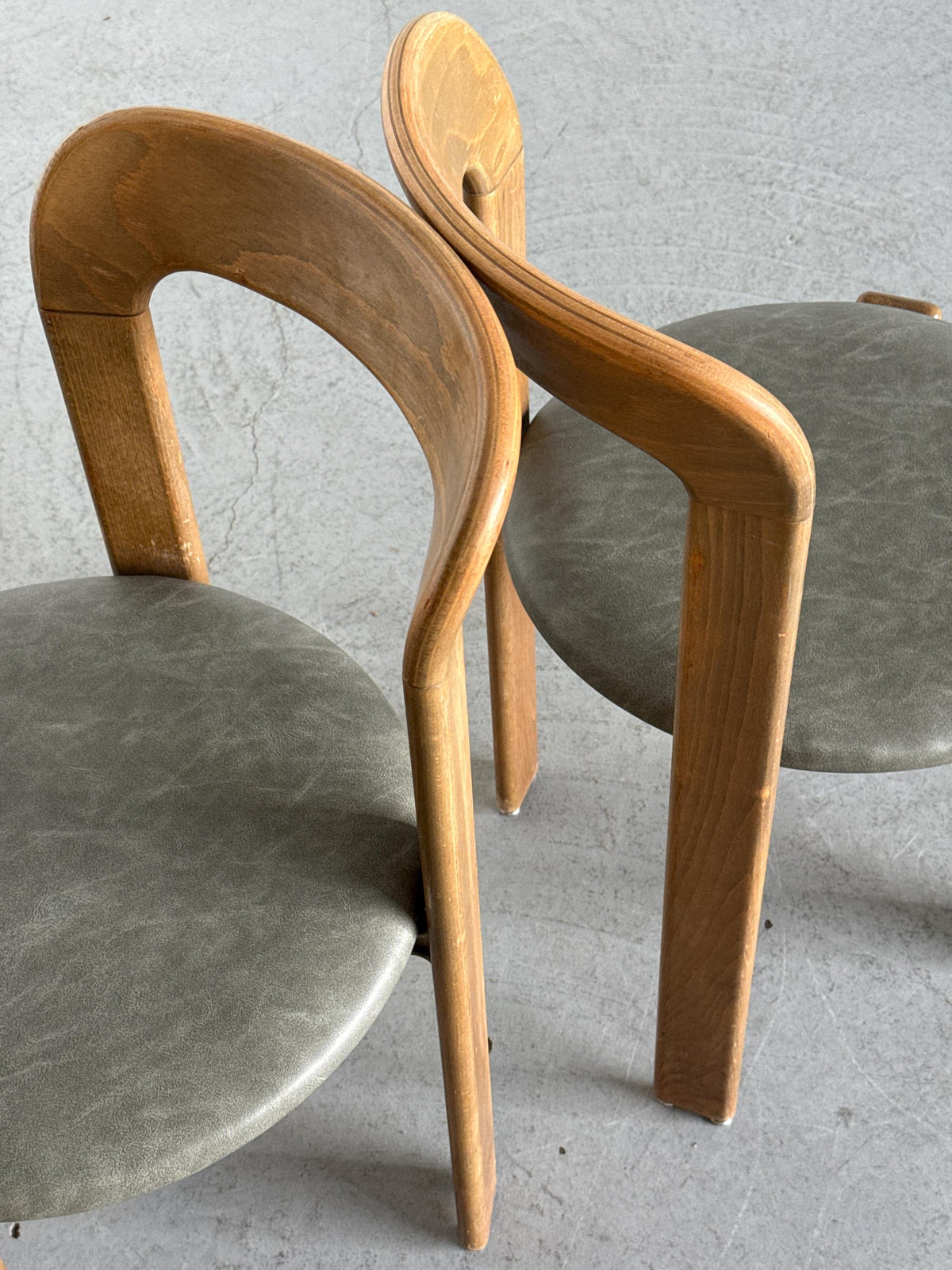 Bruno Rey 3300 Chairs in Olive-Grey Faux-Leather