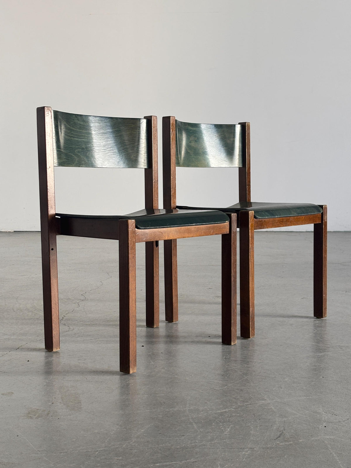 Wiesner-Hager Green Wooden Constructivist Chairs
