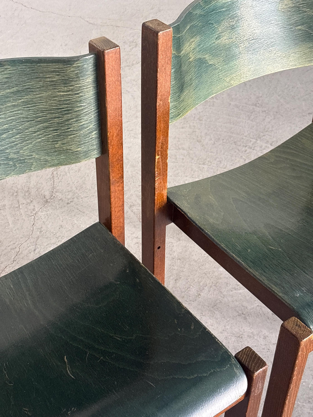 Wiesner-Hager Green Wooden Constructivist Chairs
